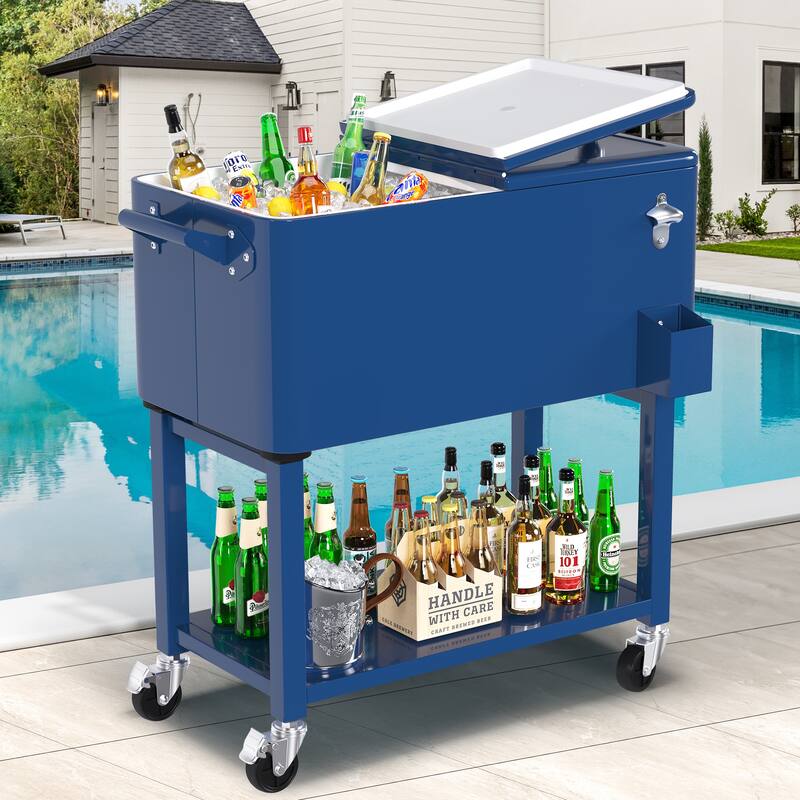 Moasis 80 Quart Rolling Cooler - Blue