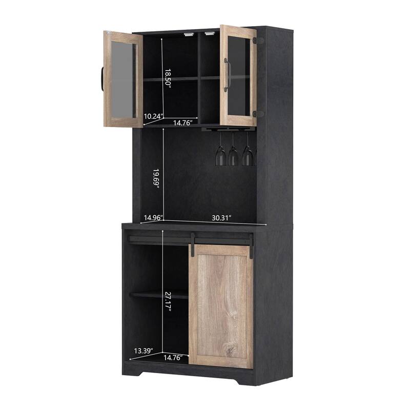 Wooden Farmhouse Cabinet with Sliding Barn Door