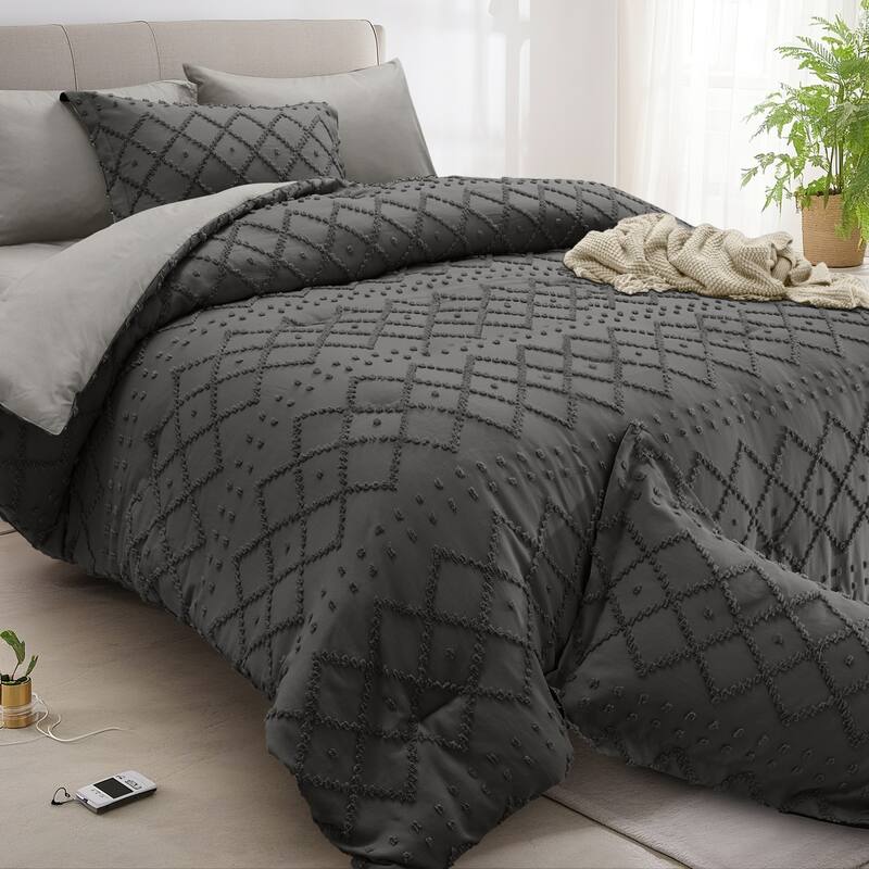 Set of 5/7 Pieces Brushed Comforter Set, Bed-in-a-Bag