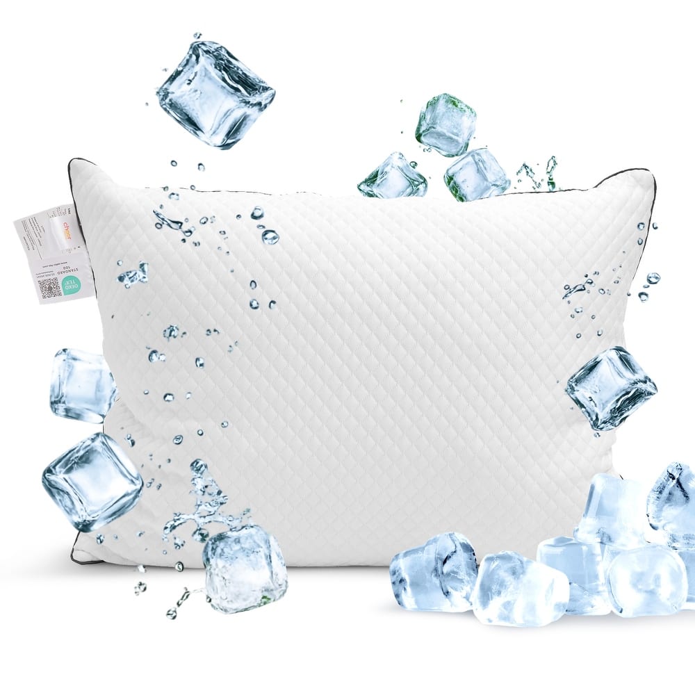 Cheer Collection Cooling Ice Pillow With Shredded Foam and Soft Washable Cover