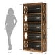 preview thumbnail 2 of 11, 6-Tier Rustic Bookshelf, 70-Inch Wooden 5 Shelf Bookcase - 11.81"D x 31.5"W x 70.47"H