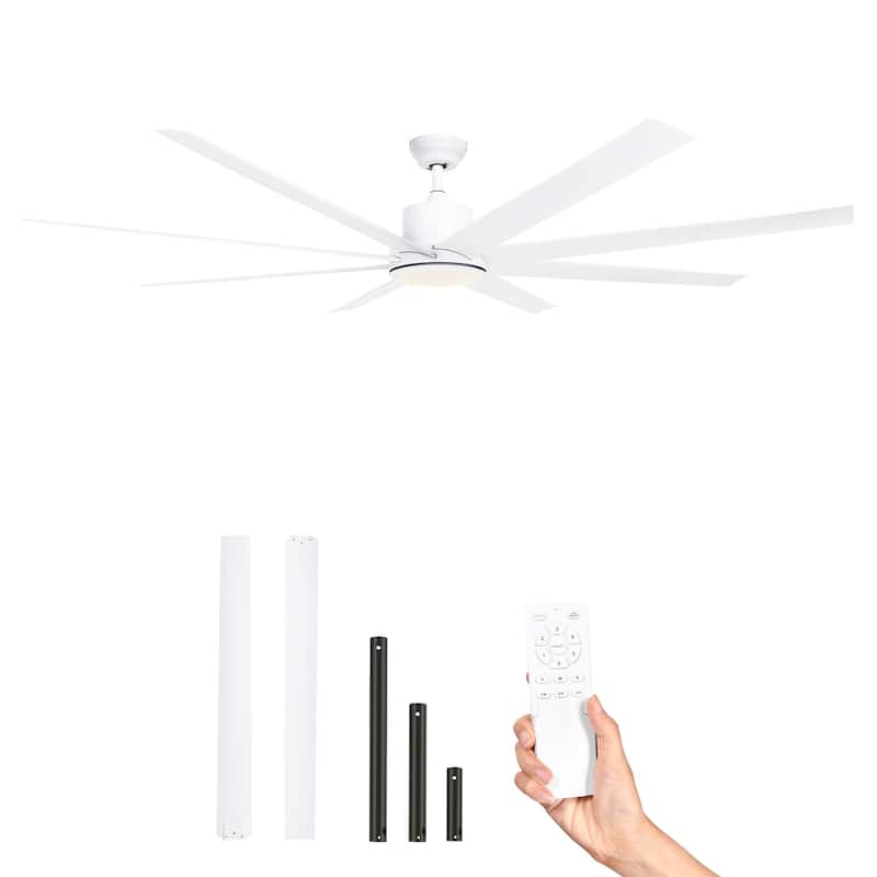 Moasis 72 Inch 8 Blades Ceiling Fans with Lights and Remote Control - White