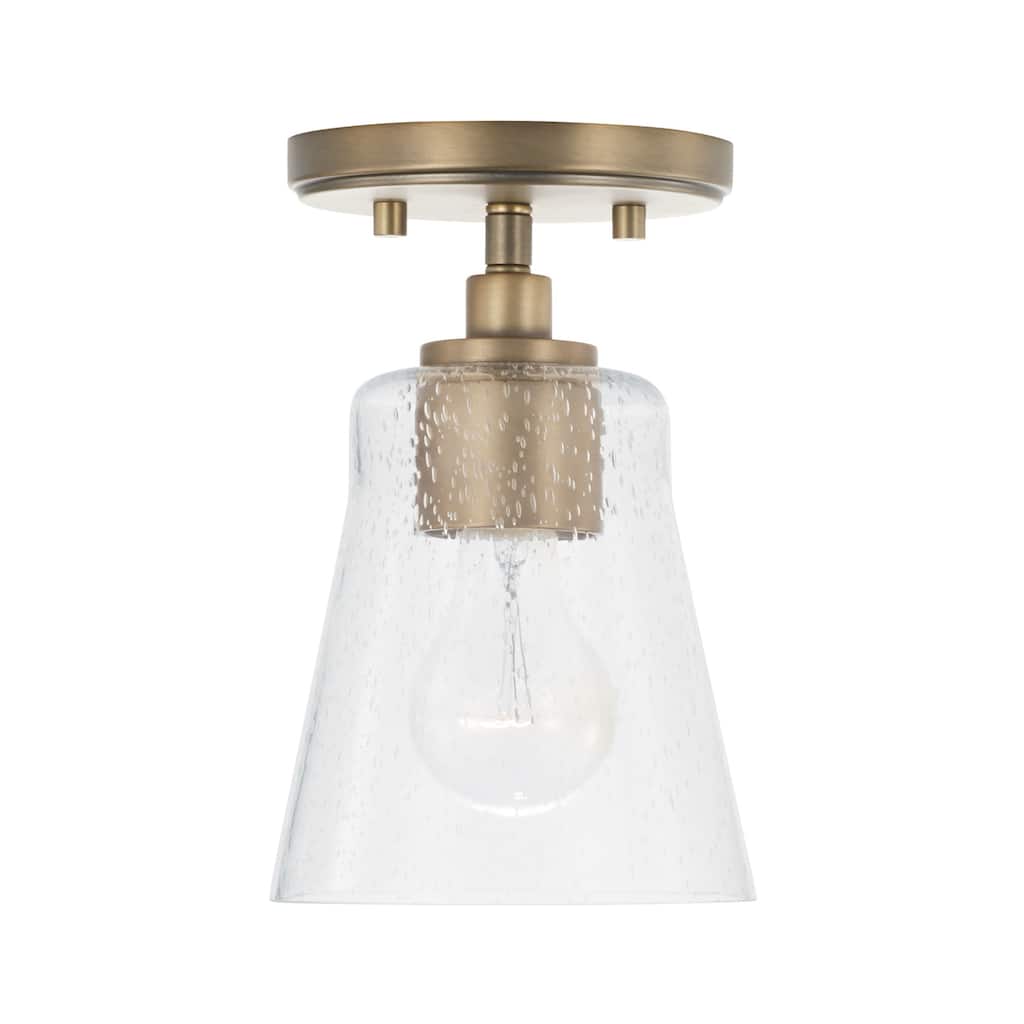 Baker 1-light Mini Pendant/ Semi-Flush Mount w/ Clear Seeded Glass