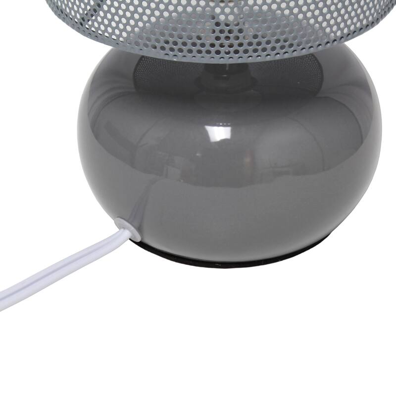 Mini Bedside Ceramic Table Lamp with Mesh Shade - 10" - Gray