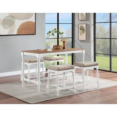 Prager 5-piece Brown and White Counter Height Set with Stools