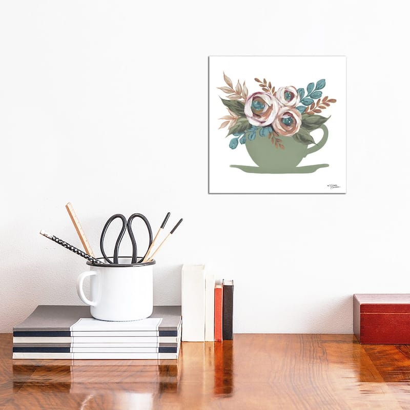 iCanvas "Floral Coffee Cup" by Michele Norman Canvas Print - 12x12x1.5