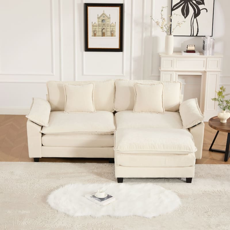 Roomfitters Cloud Loveseat Sofa, Modern Chenille Upholstered 2-Seater with Deep Cushions and Wide Armrests