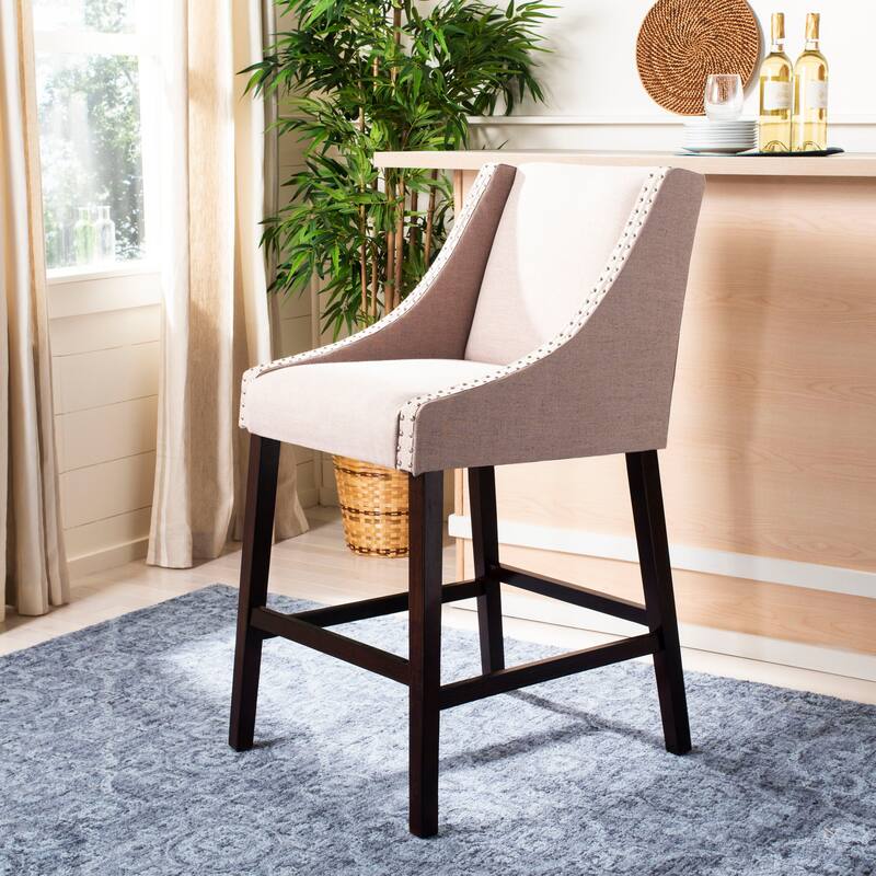 SAFAVIEH Madelijne 29.5 Inch Bar Stool - 23" W x 23" D x 44" H - 23Wx23Dx44H - Taupe