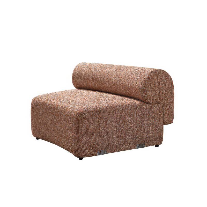 HomeRoots Orange Boucle Modular Curved Three Piece Sectional With Toss Pillows