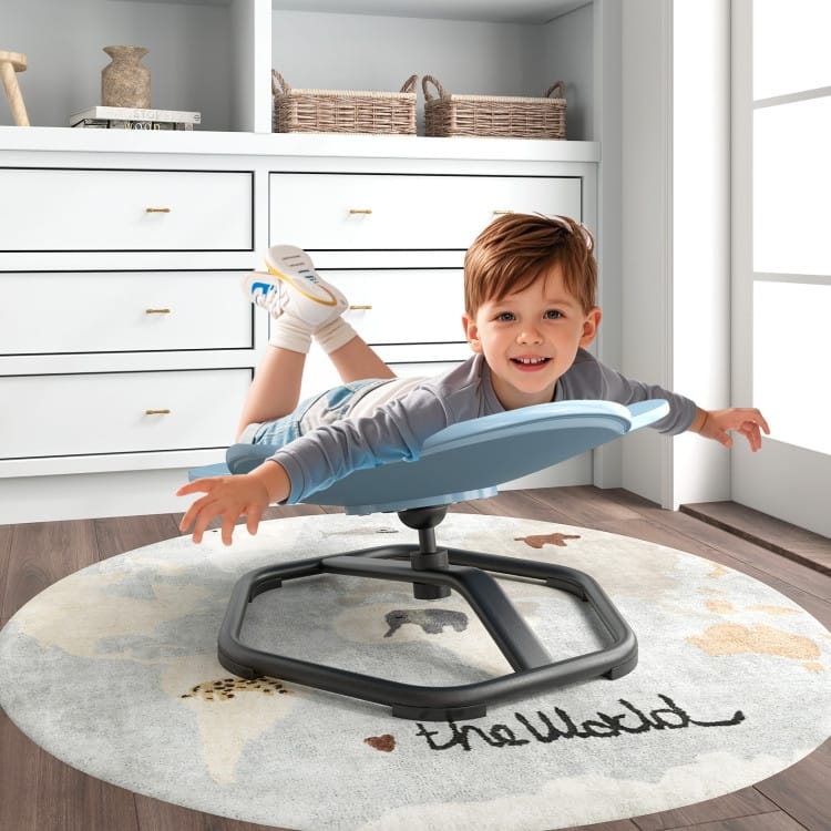 PP Spinning Sensory Swivel Chair with Metal Base and Elephant Design for Kids - 21" L x 19.5" W x 10" H