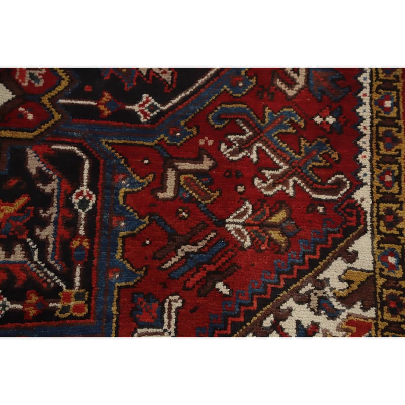 Hand Knotted Oriental 100% Wool Carpet Traditional Medallion Red Heriz Area Rug - 9' 6'' X 7' 0''