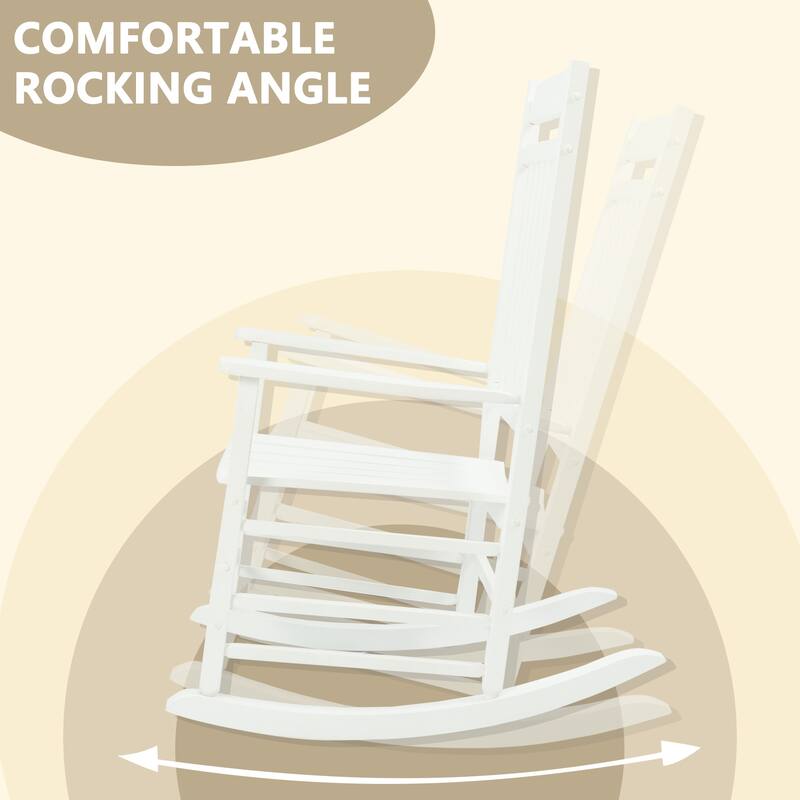 Kozyard High Back Slat Solid Wood Porch Rocking Chair