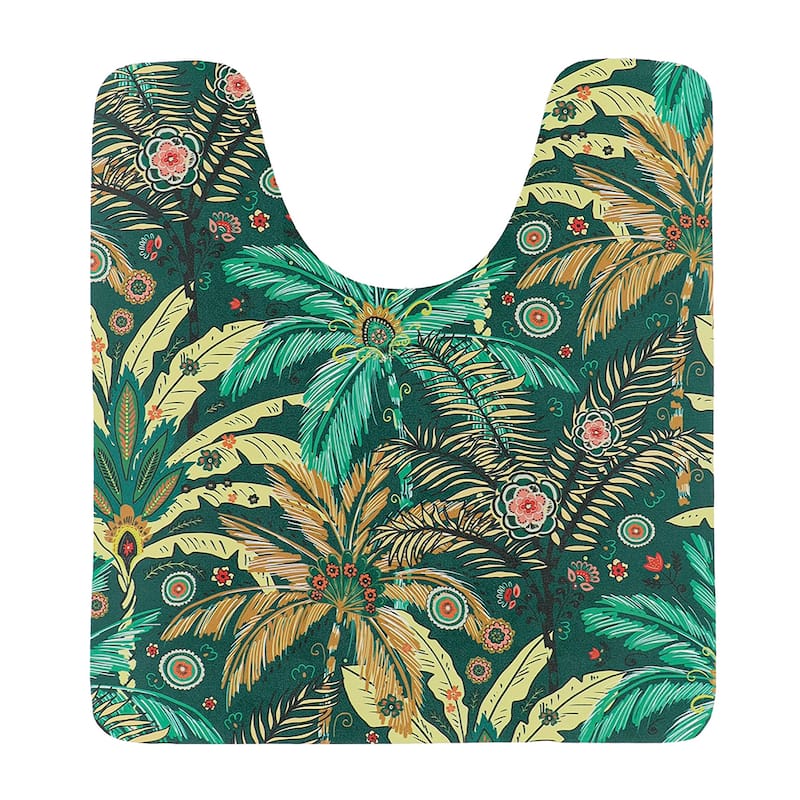 Decorative Contour Bath Mat 20x18 Ultra Absorbent Quick Dry Rug - Jungle Bloom