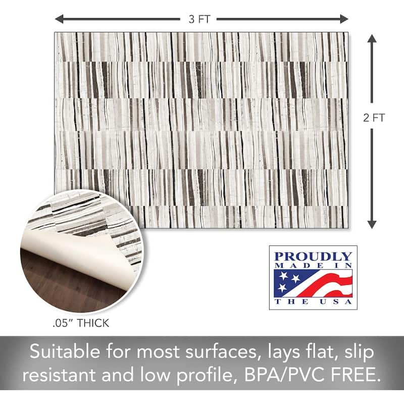 Neutral Stripes Design Deco-Floormat, Decorative Mat, Waterproof, Low Profile, Eco-Friendly Non Slip, Made in The USA (3' x 2')