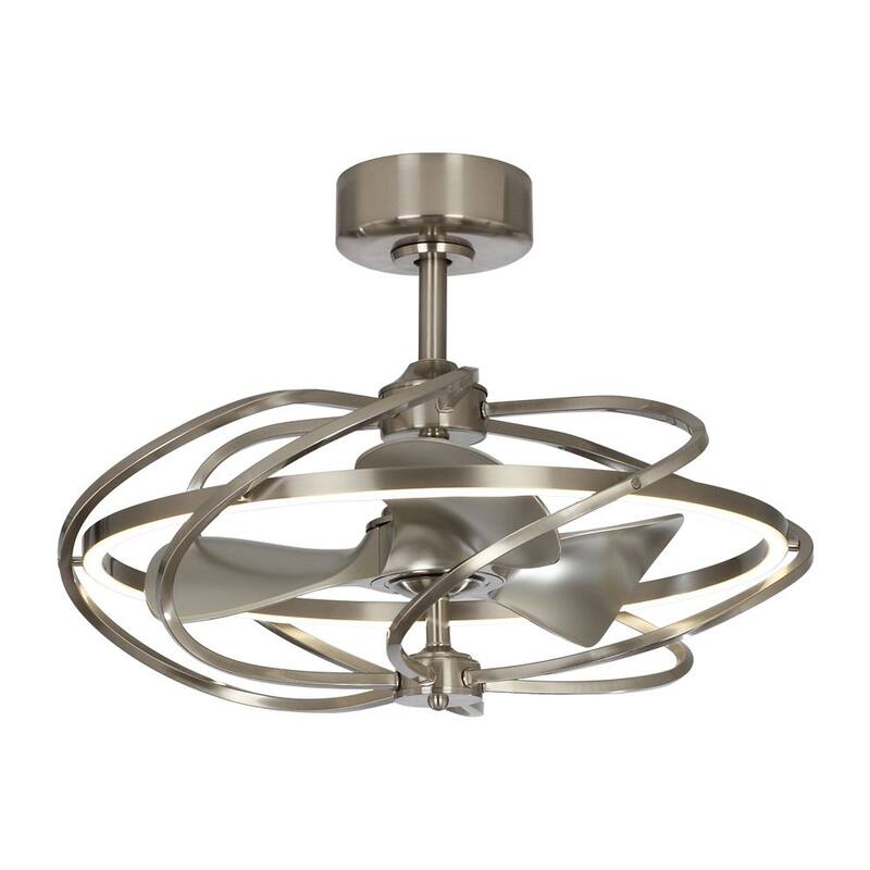 27-inch Satin Nickel 3-Blade Chandelier LED Ceiling Fan with Remote