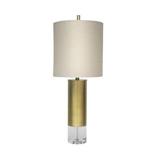 1 Light Antique Brass Metal Table Lamp With Clear Crystal Base