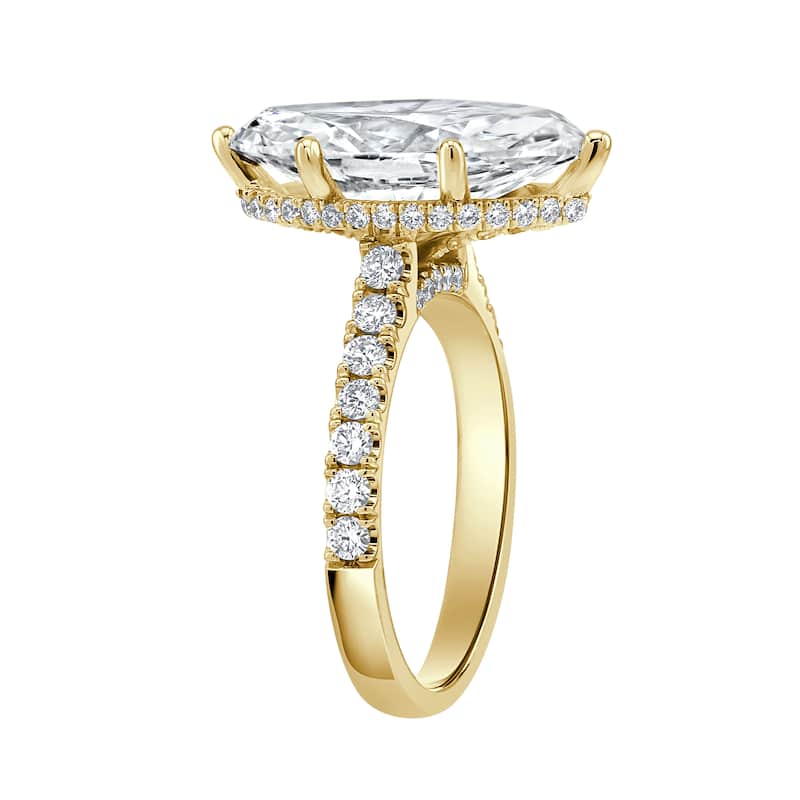 Auriya 14k Gold 5 3/5ctw Lab grown Marquise Hidden Halo Diamond Engagement Ring (F-G VS)