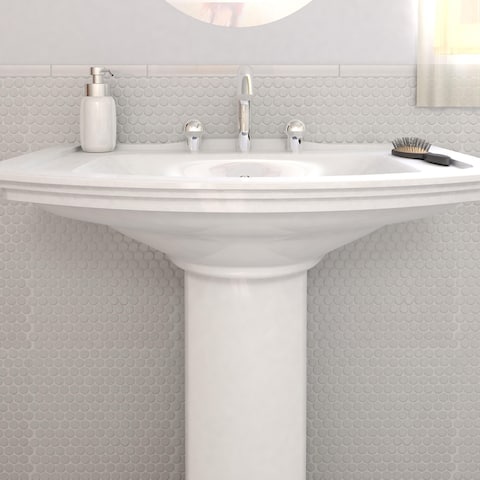 Merola Tile Hudson Penny Round Glossy White 12" x 12.63" Porcelain Mosaic Tile