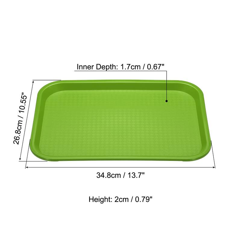 Fast Food Tray, PP Plastic Multi-Purpose Rectangle - 14x11" - Green