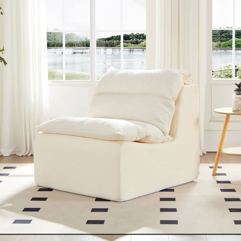 Single Chair Sofa Lounge Chair, Polyester, White