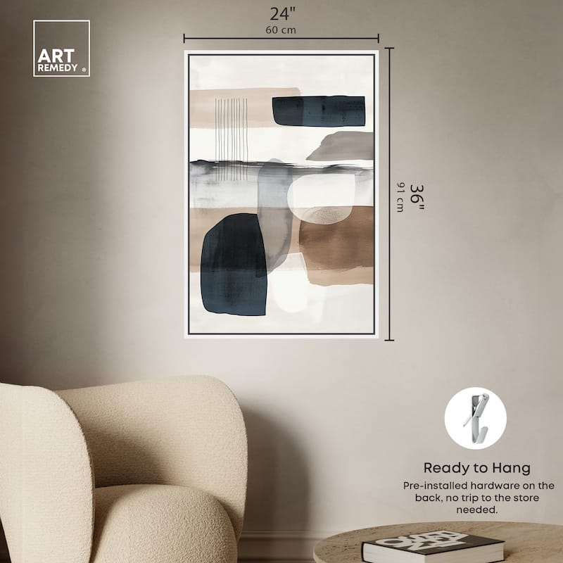 Art Remedy Layers Of Depth Framed Abstract Shapes 1 Piece Canvas Wall Art