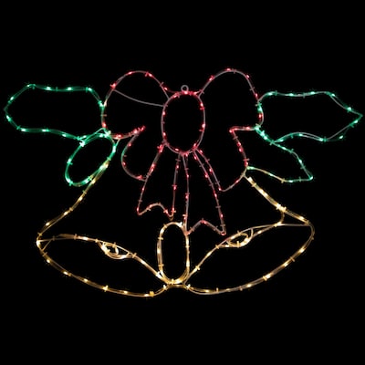 34" Lighted Christmas Bell and Bow Window Silhouette Decoration