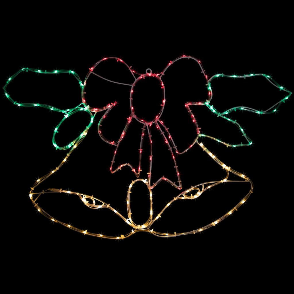 34" Lighted Christmas Bell and Bow Window Silhouette Decoration