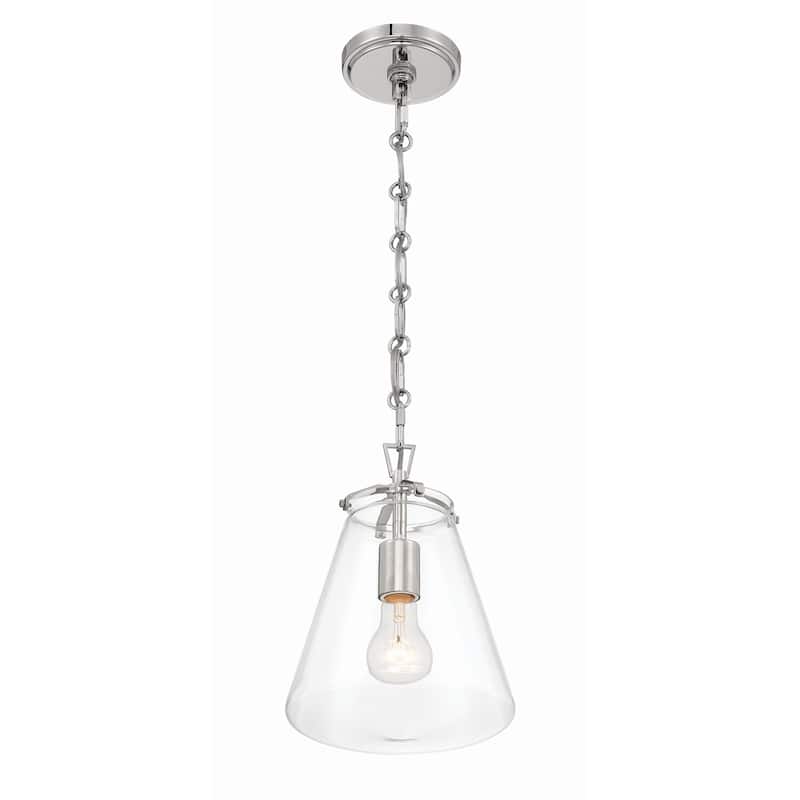 Voss 1 Light Polished Nickel Mini Pendant - 8.25"W x 11.5"H x 8.25"D