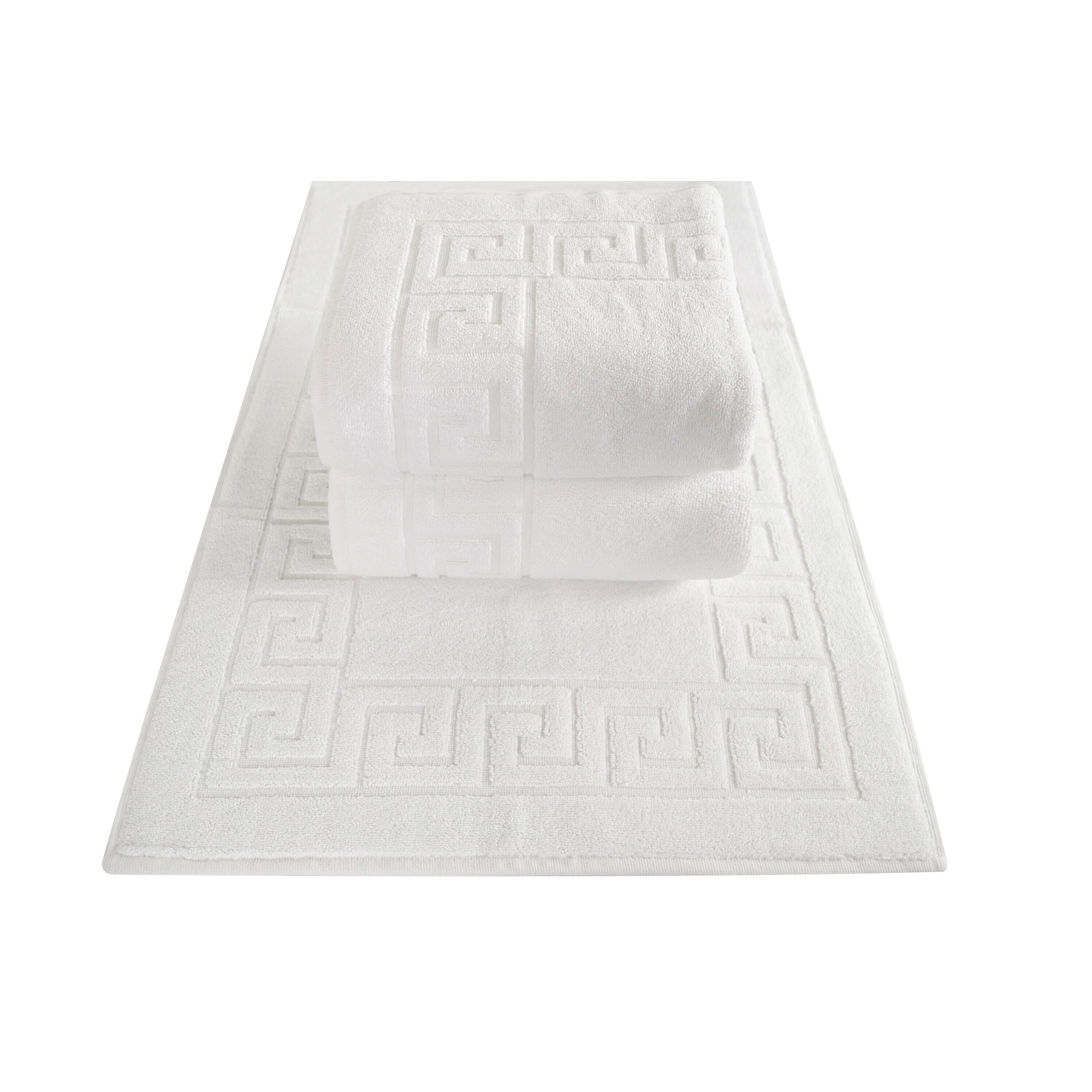 12X Hotel Quality Bath Mats Towel Greek Key Design Bathroom Rug 100% Pure Cotton 