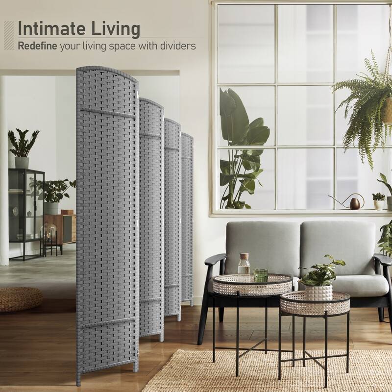 Room Divider Folding Privacy Screen Tall Partition Foldable Wall 8 Panel - 96” L x 19.50” W x 69” H