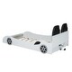 preview thumbnail 7 of 24, Wooden Twin Size Race Car Bed with Upholstered Backrest and LED Light, Kids Car-Shaped Platform Bed with Slats Support
