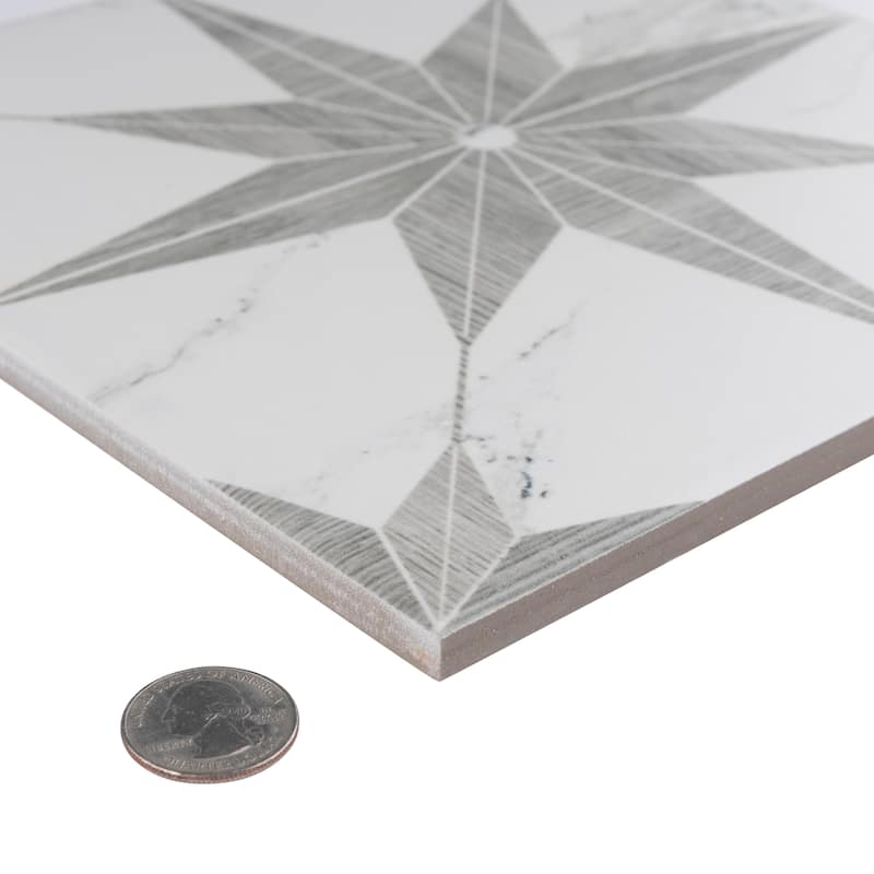 Merola Tile Llama Stella Loire Silver Smoke 9-3/4" x 9-3/4" Porcelain Floor and Wall Tile