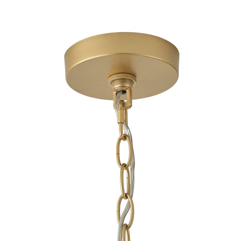 Farmhouse Gold 6-Light Pendant Light Fixture with Plastic Woven Lampshade