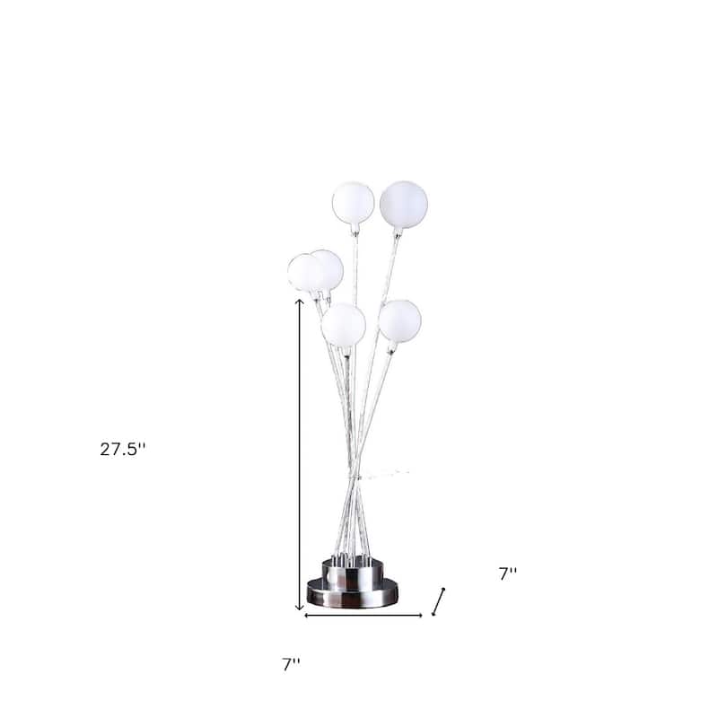 Clear Metal Globe Table Lamp with 6 Frosted Acrylic Shades - 7” x 7” x 27.5” (D x W x H)