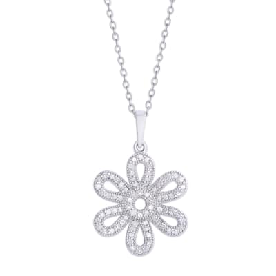 Victoria Townsend .925 Sterling Silver .38ct Diamond Flower Pendant