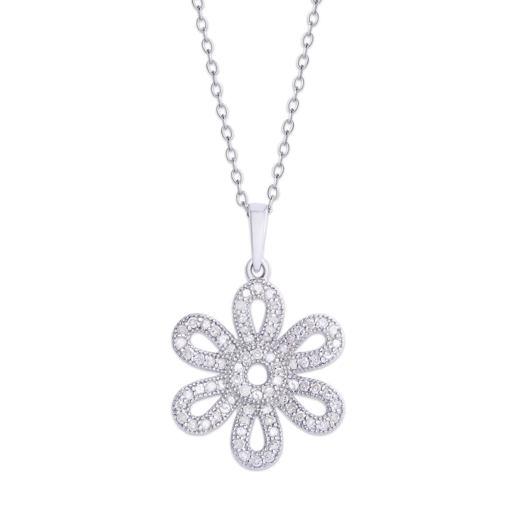 Victoria Townsend .925 Sterling Silver .38ct Diamond Flower Pendant