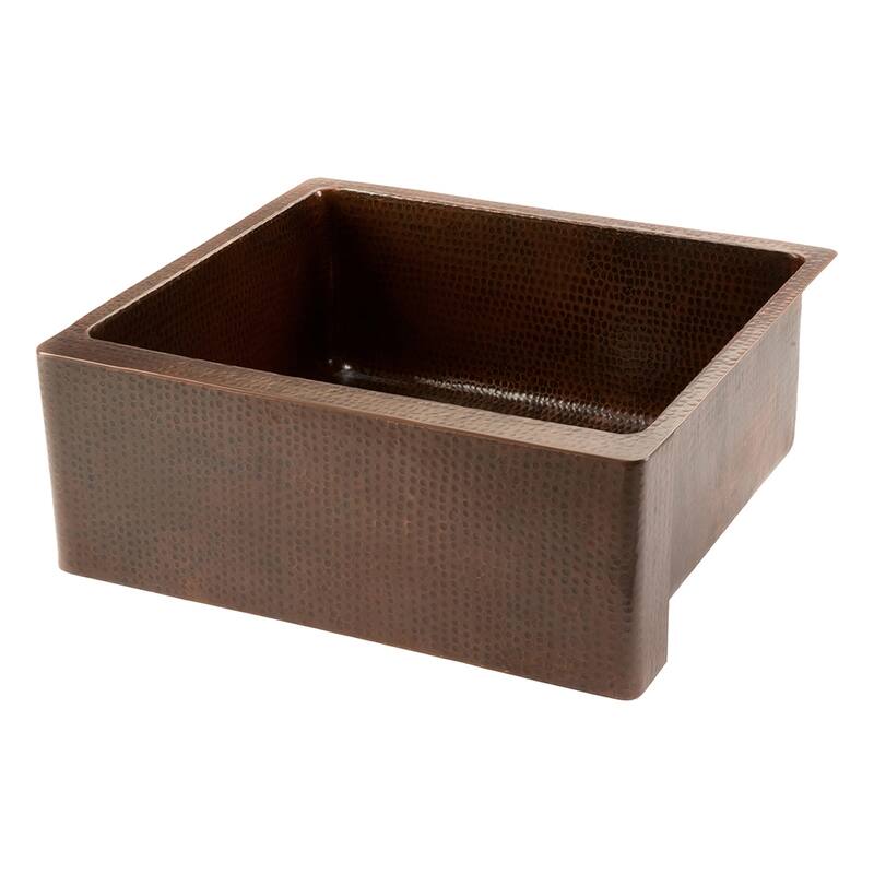 25-in Hammered Copper Kitchen Apron Single Basin Sink with Matching Drain and Accessories (KSP3_KASDB25229)