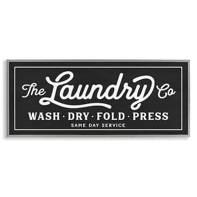 Vintage Laundry Sign Cursive Typography Framed Wall Art