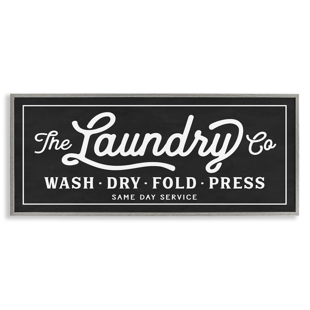 Vintage Laundry Sign Cursive Typography Framed Wall Art