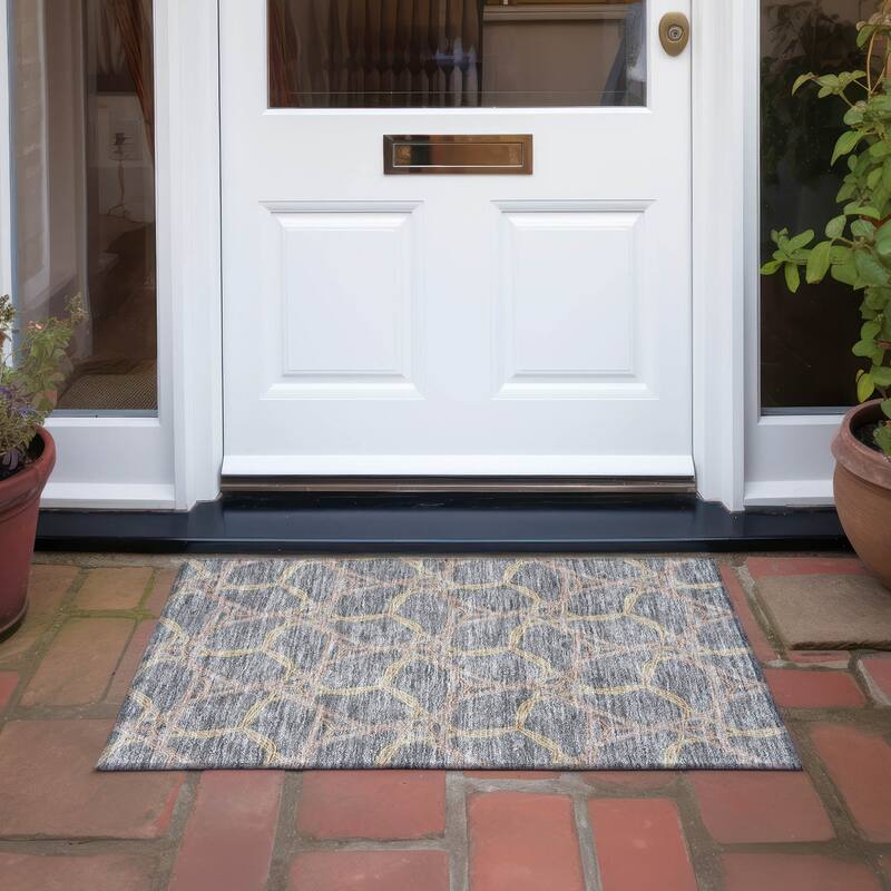 Machine Washable Indoor/ Outdoor Transitional Links Chantille Rug - Gray - 1'8" x 2'6"