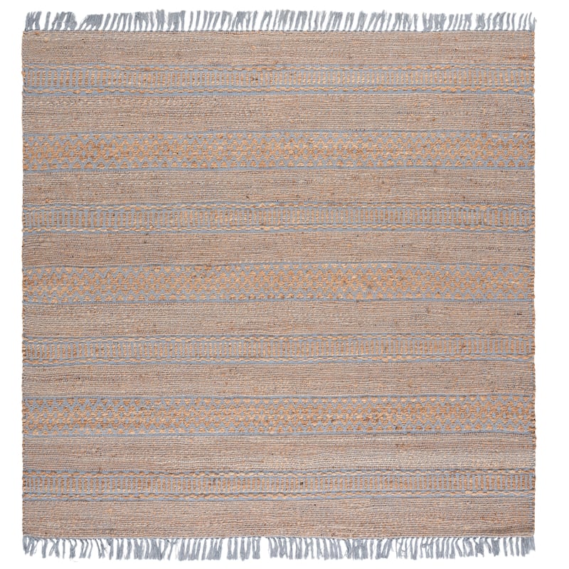 SAFAVIEH Hand-Woven Natural Fiber Ingebjorg Bohemian & Eclectic Cotton Rug - Natural/Grey - 7' Square