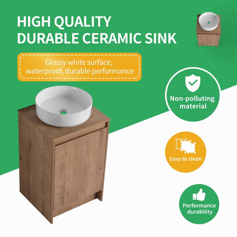 BNK 20'' Single Bathroom Vanity With Sink, Freestanding Bathroom Vanity with Soft Close Doors and Shelf