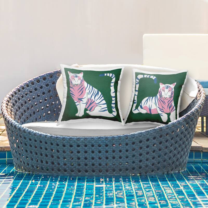 Stupell Fierce Lounging Tigers Printed Outdoor Throw Pillow Design by Melissa Wang (Set of 2)