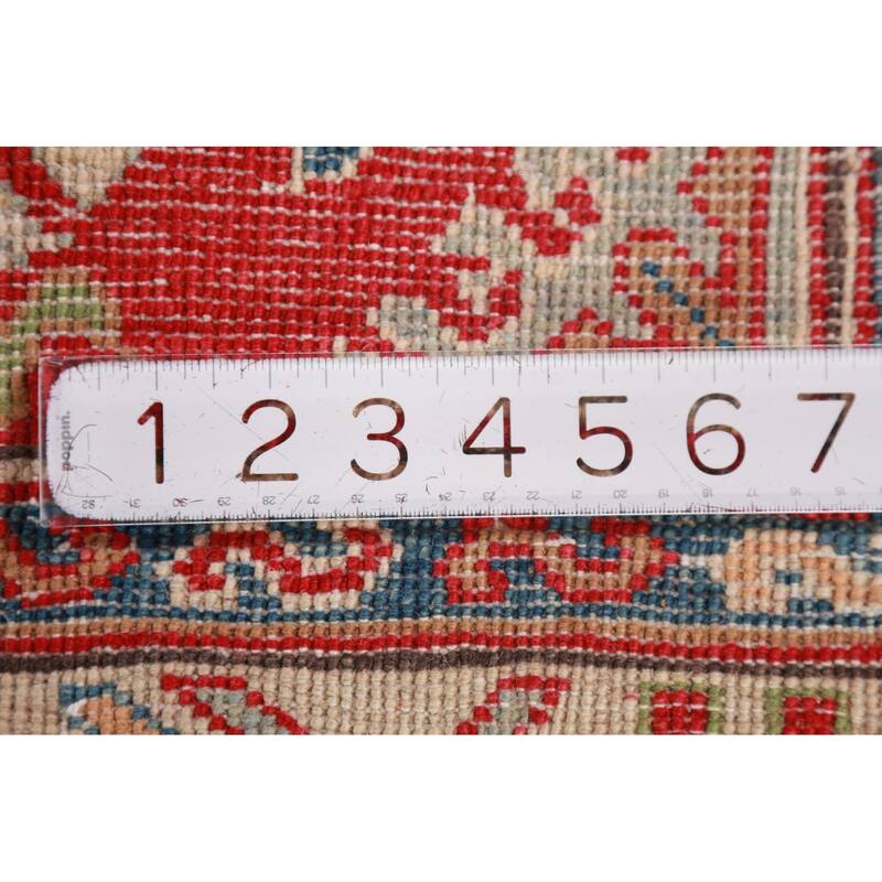 Red Kazak Foyer Rug Handmade Traditional Geometric Wool Carpet - 2'8"x 4'3"