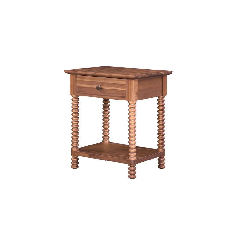 NPD Furniture Azella 1 Drawer Nightstand - Brushed Brown
