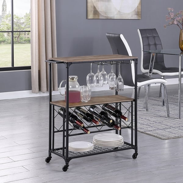 FirsTime & Co. Java Brackenhill Industrial Farmhouse Bar Cart, Wood Top