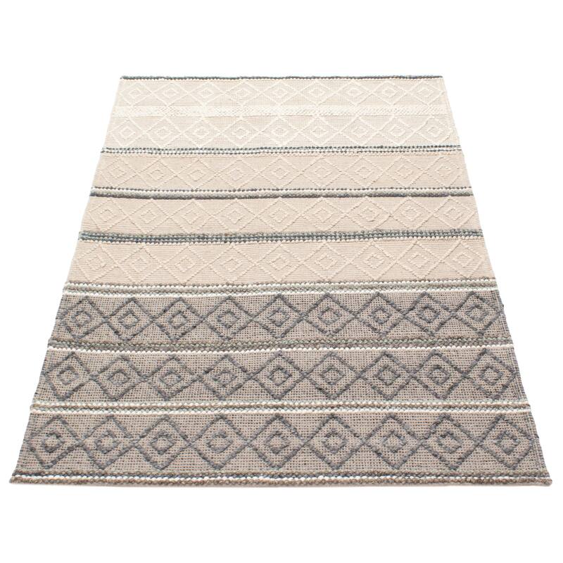 ECARPETGALLERY Braid weave Sienna Grey Wool Rug - 4'11 x 8'2