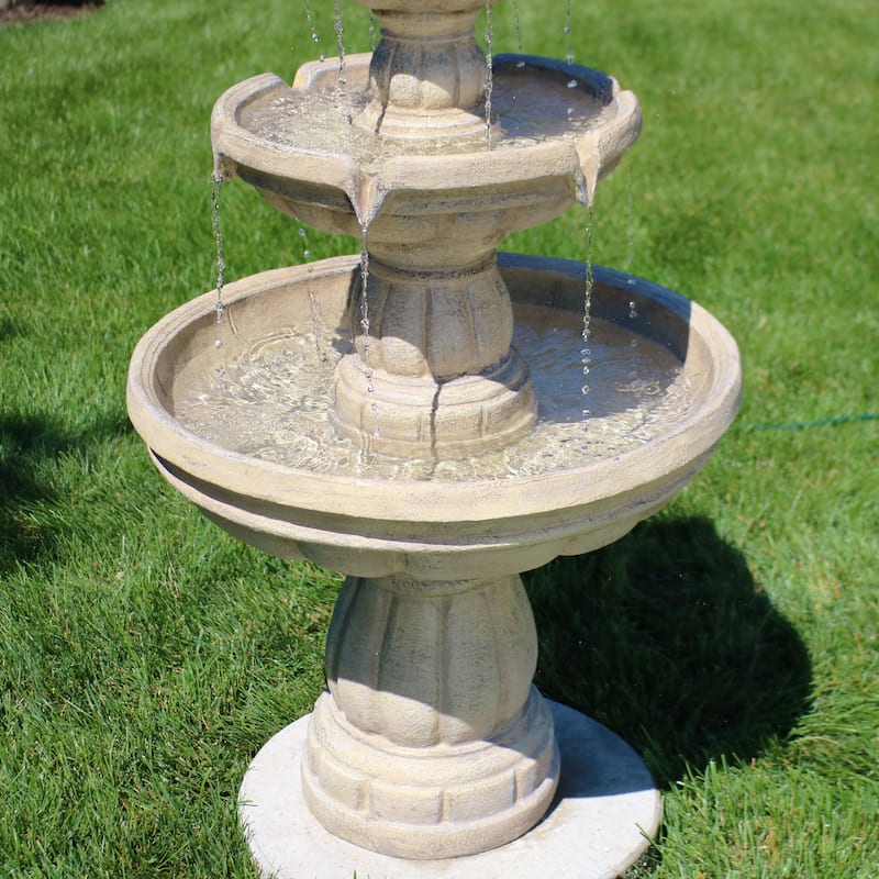 Sunnydaze 3-Tier Outdoor Water Fountain with Pump - 48" H