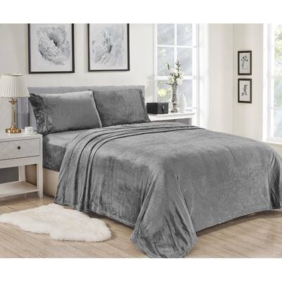Kansas 4pc Microplush Sheet Set - Light Gray - Twin