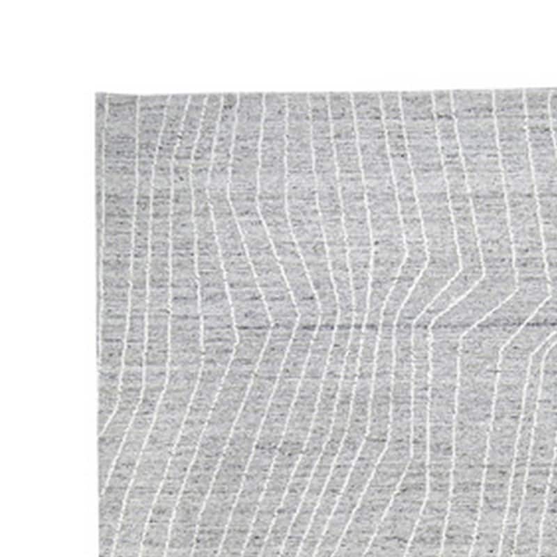 Veer 8 x 10 Area Rug, Linear Abstract Pattern, Polyester, Wool, Gray, Ivory - 8 x 10